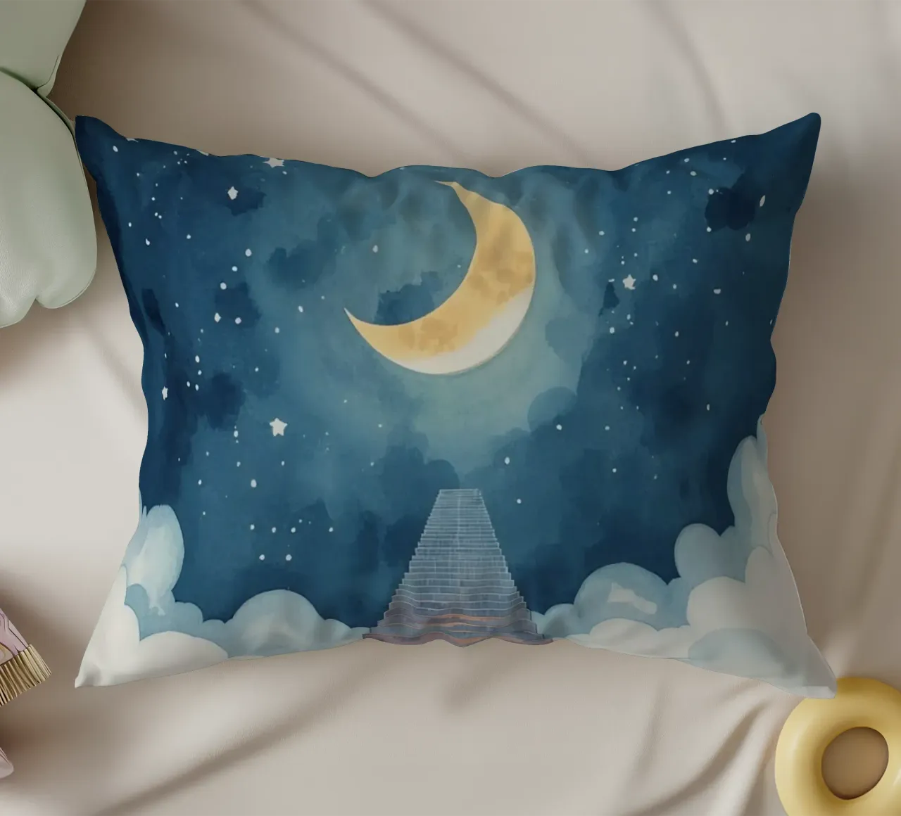 Scala verso il cielo illuminato dalla luna cuscino da DesignDoodle