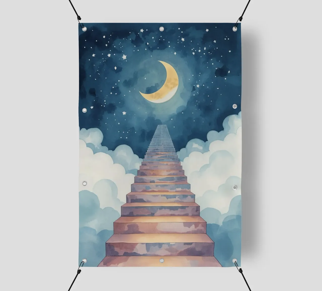 Scala verso il cielo illuminato dalla luna telo in pvc da DesignDoodle