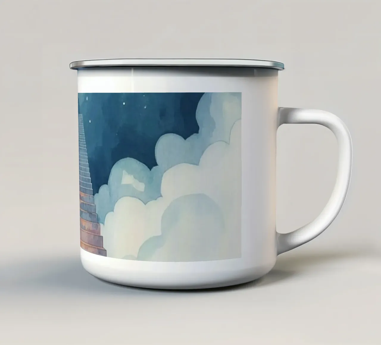 Scala verso il cielo illuminato dalla luna tazza in smalto da DesignDoodle
