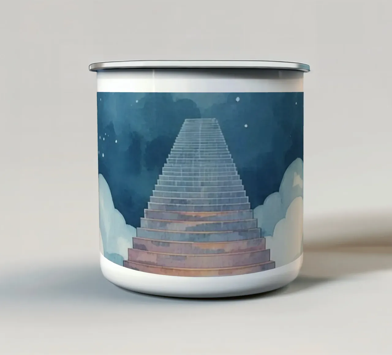 Scala verso il cielo illuminato dalla luna tazza in smalto da DesignDoodle