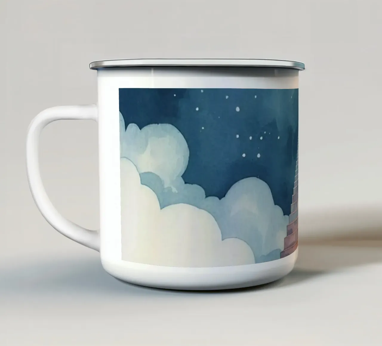 Scala verso il cielo illuminato dalla luna tazza in smalto da DesignDoodle