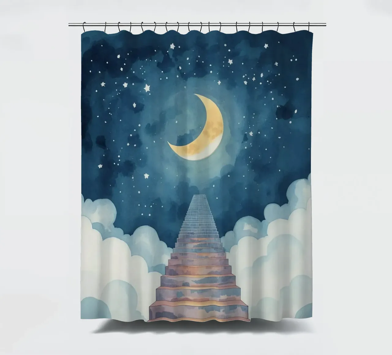 Scala verso il cielo illuminato dalla luna tenda da doccia da DesignDoodle