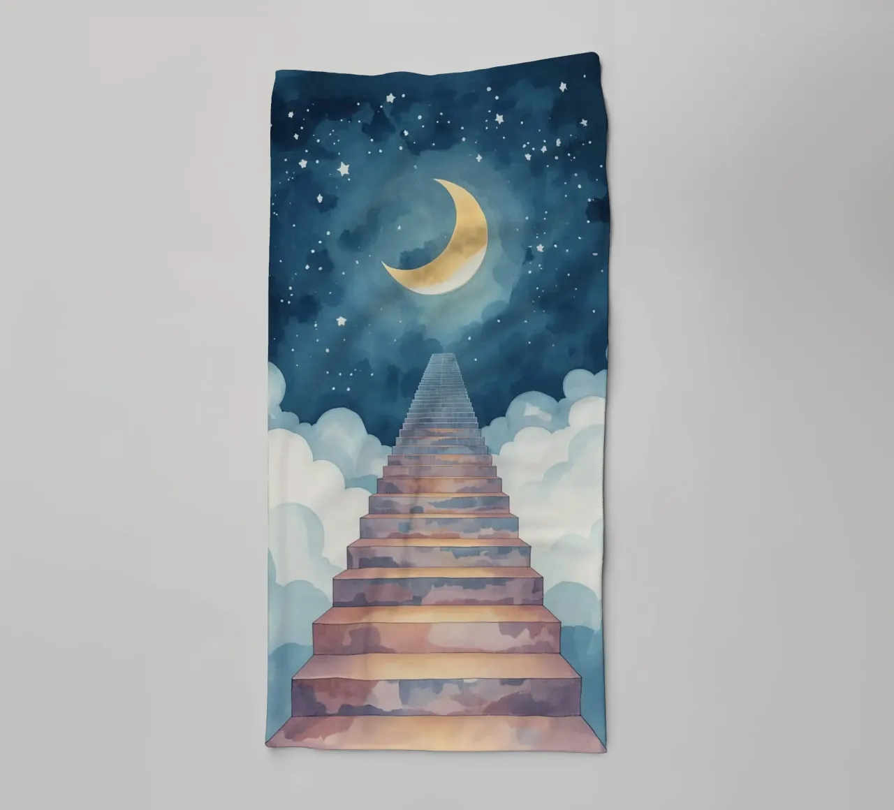 Scala verso il cielo illuminato dalla luna asciugamano da bagno da DesignDoodle
