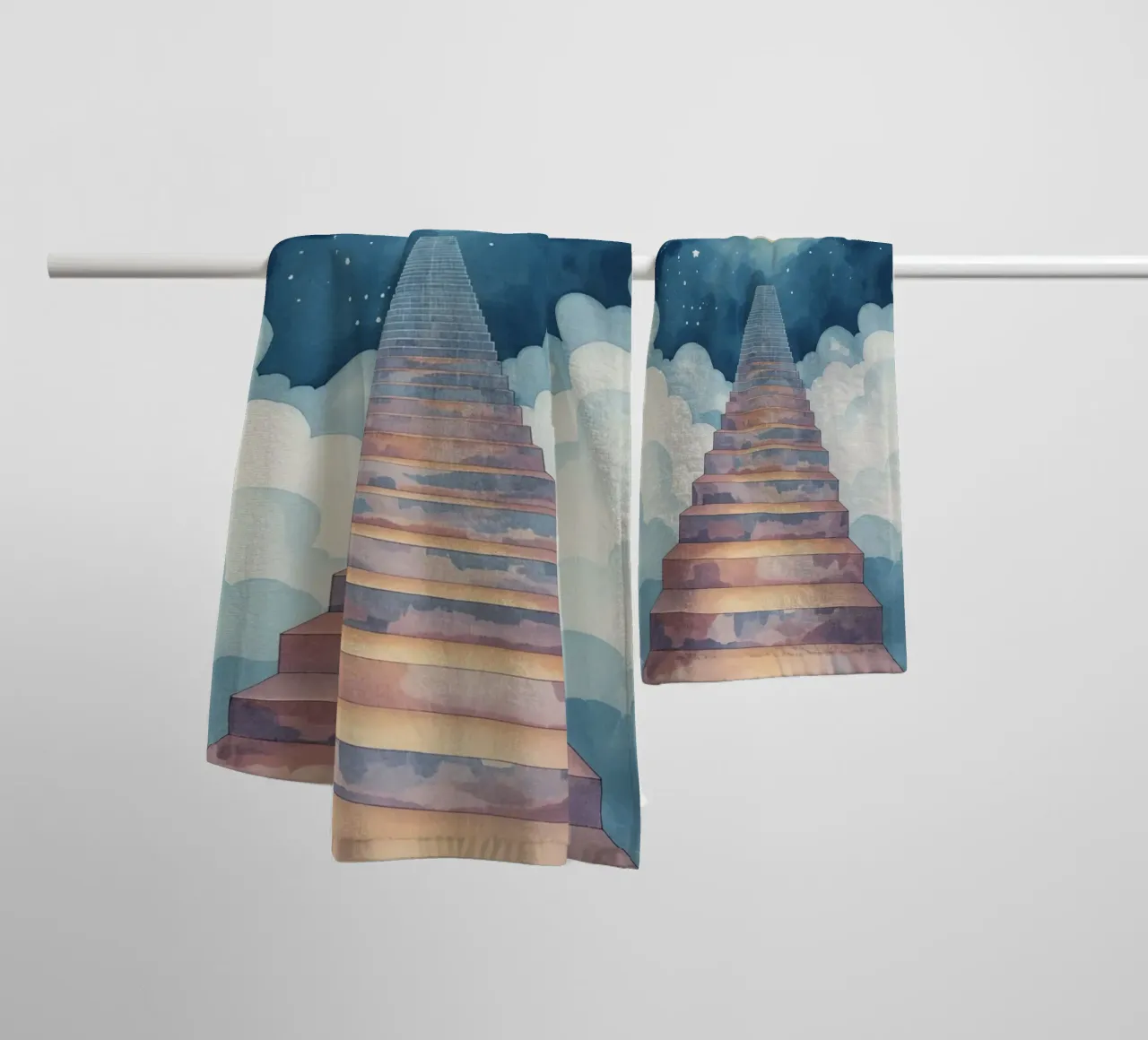 Scala verso il cielo illuminato dalla luna asciugamano da bagno da DesignDoodle