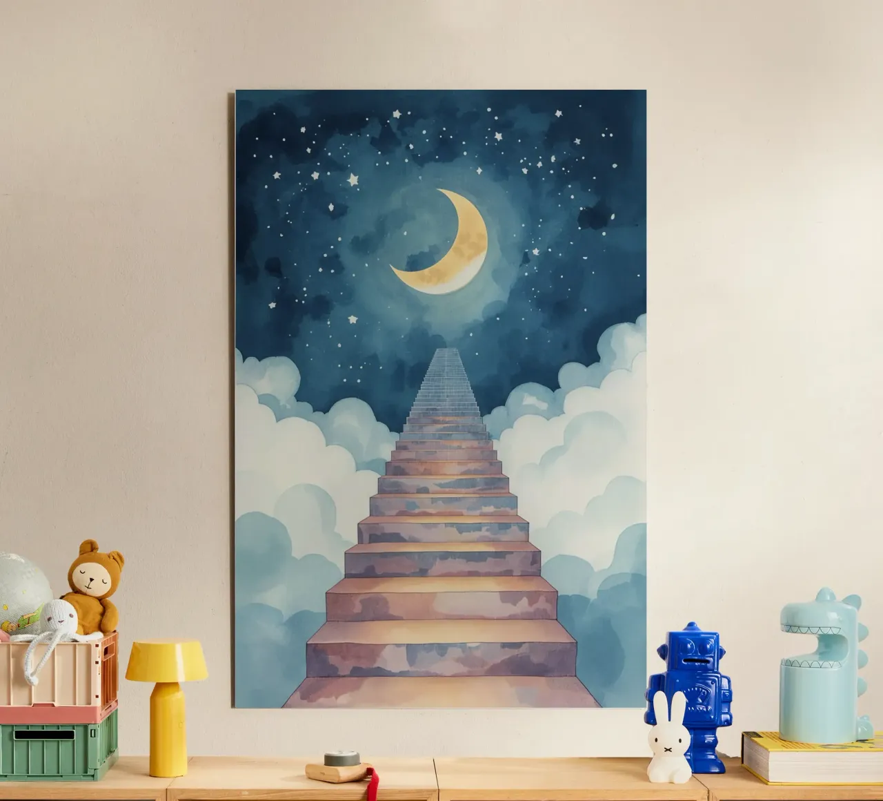 Scala verso il cielo illuminato dalla luna alluminio dibond da DesignDoodle