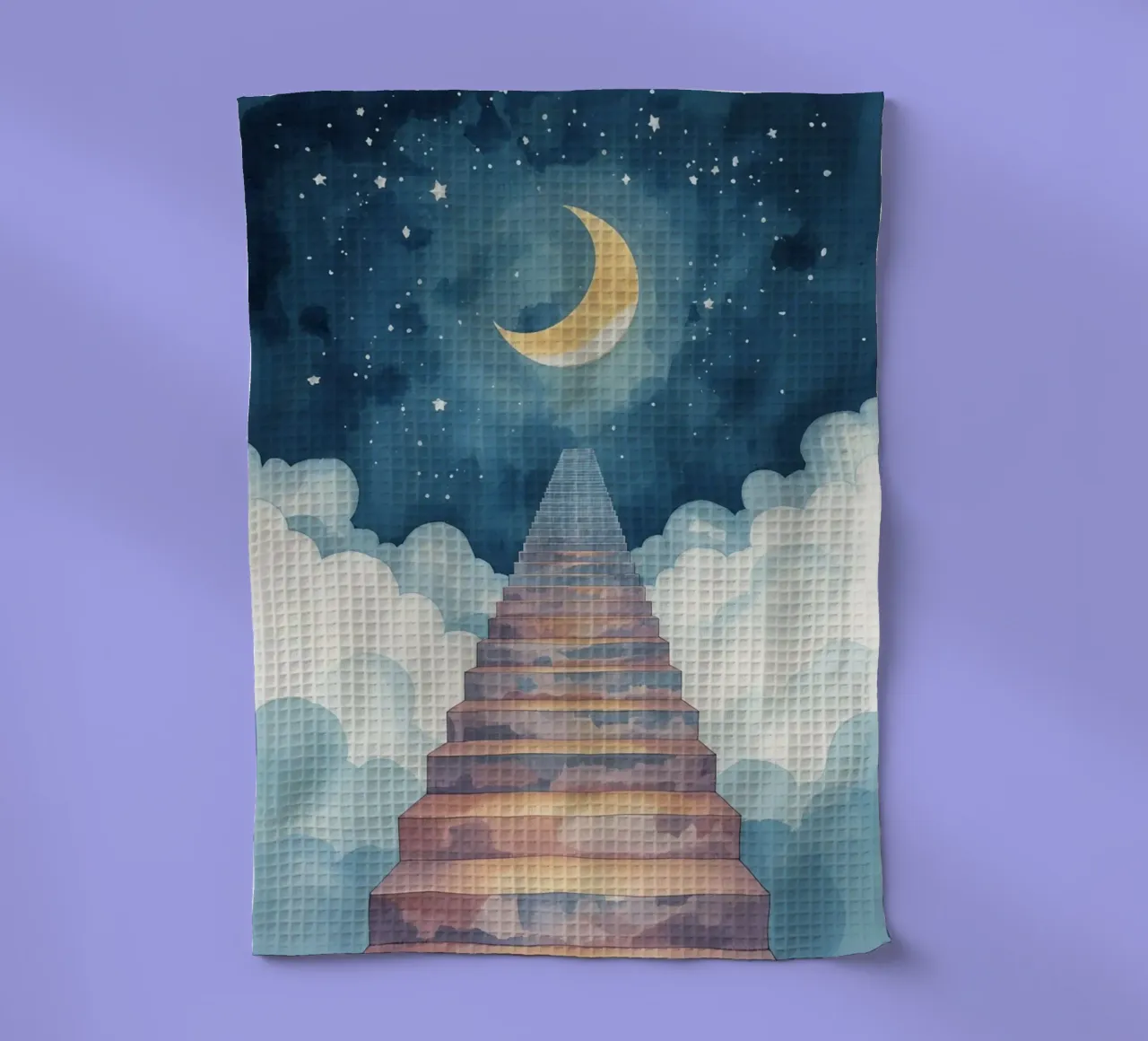 Scala verso il cielo illuminato dalla luna canovaccio da cucina da DesignDoodle