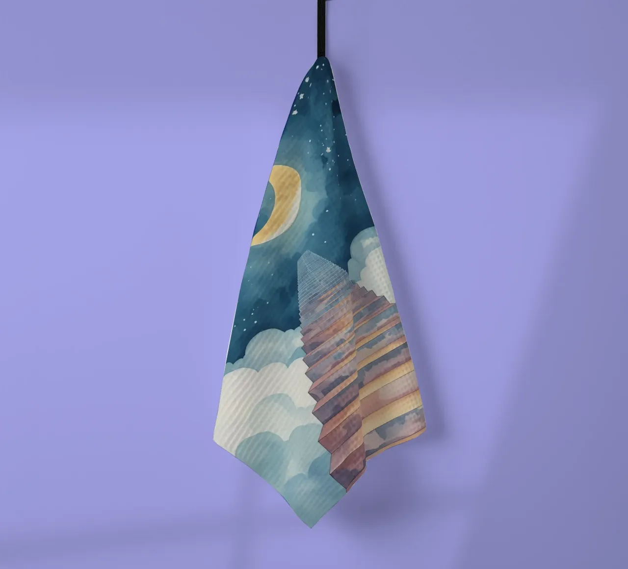 Scala verso il cielo illuminato dalla luna canovaccio da cucina da DesignDoodle
