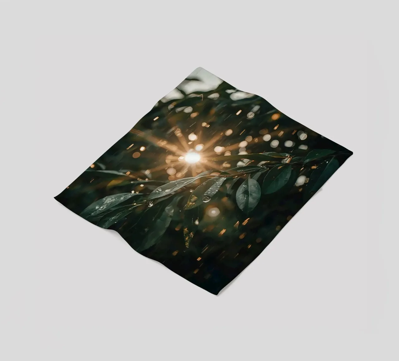 Luce solare e pioggia sulle foglie verde scuro coperta in pile da DesignDoodle