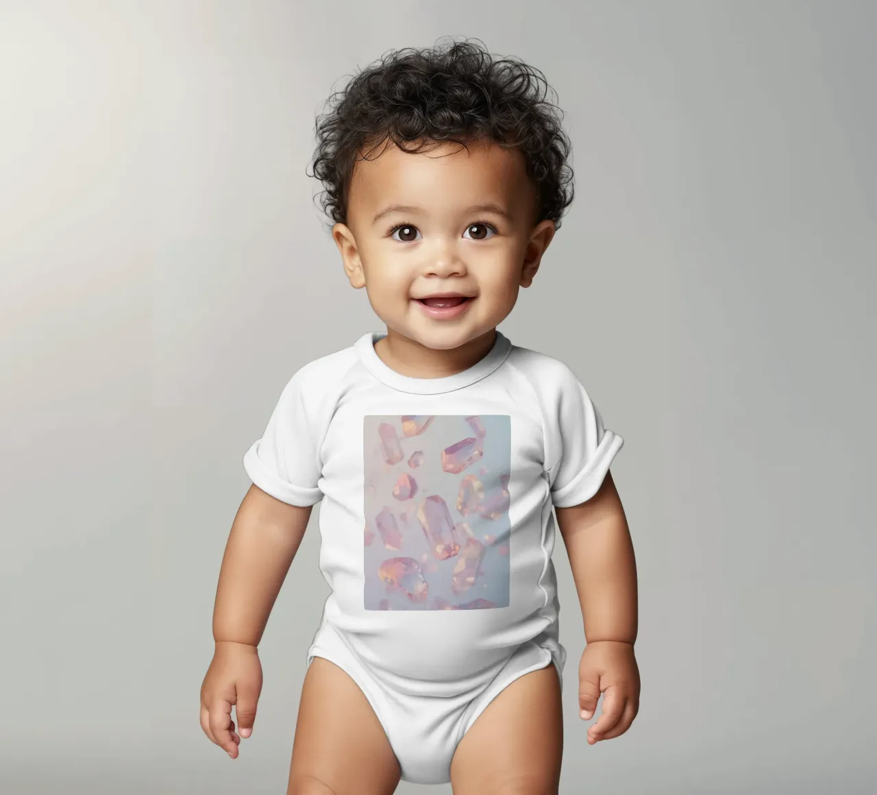 Cristalli trasparenti rosati body neonato maniche corte da DesignDoodle