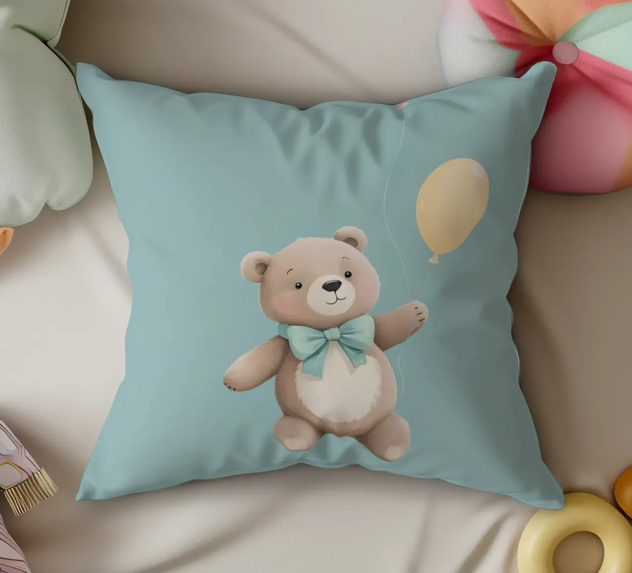 Orsetto carino con palloncini cuscino da DesignDoodle