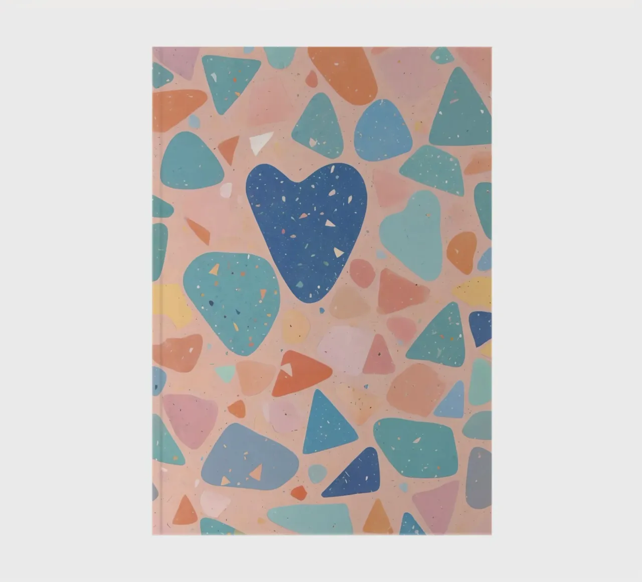 Terrazzo Pattern with Pastel Shapes and Blue Heart notebook by DesignDoodle