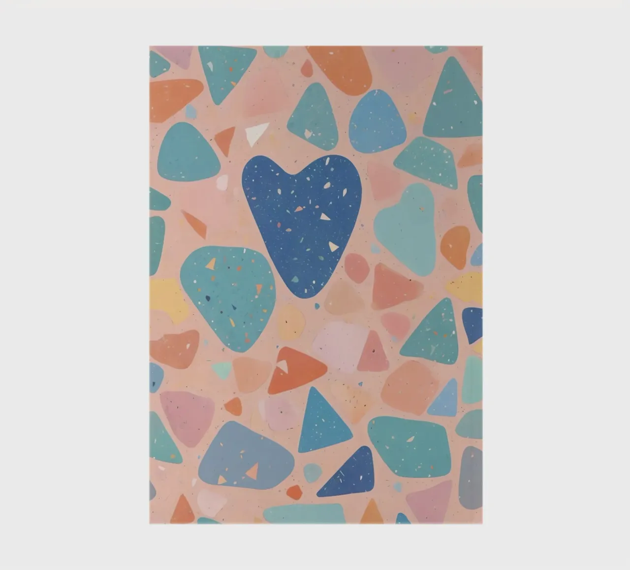 Terrazzo Pattern with Pastel Shapes and Blue Heart notebook by DesignDoodle