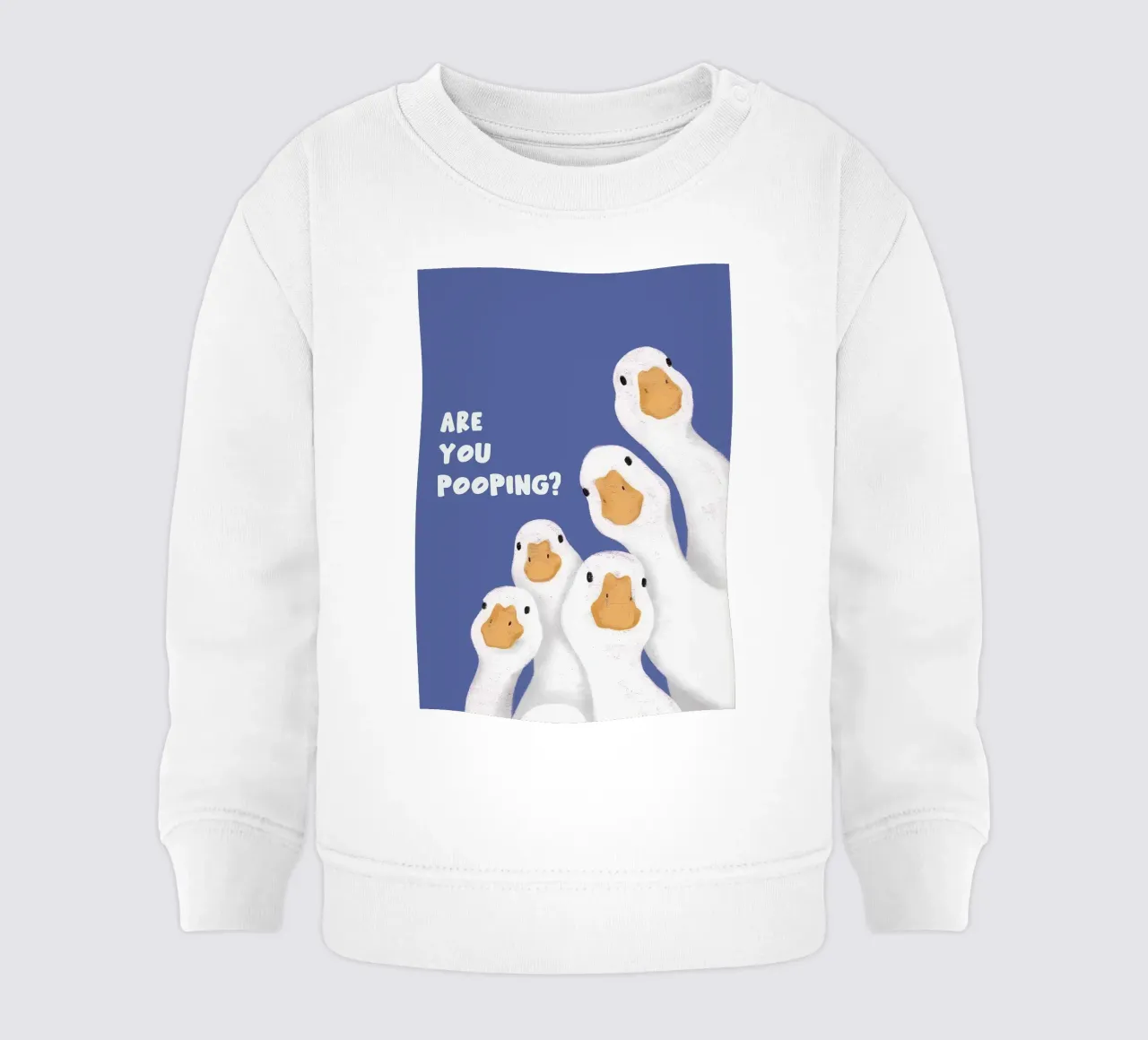 Are You Pooping_ Illustrazione dell'oca felpa neonato da apple crumble