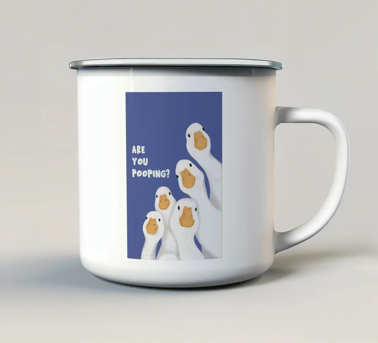 Are You Pooping_ Illustrazione dell'oca tazza in smalto da apple crumble