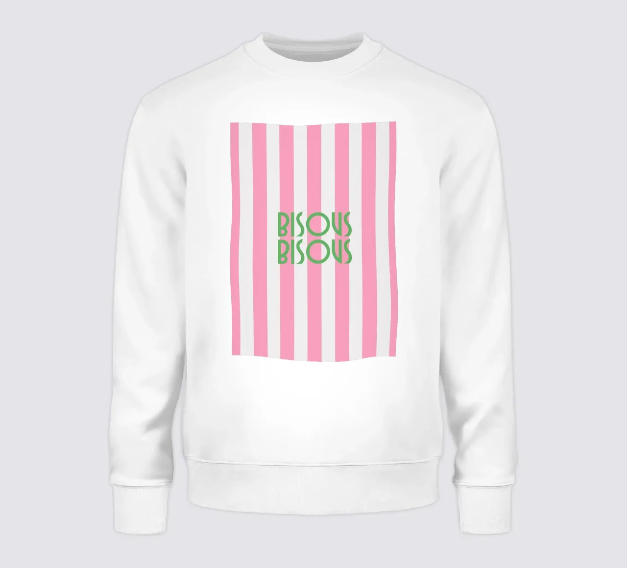 Bisous Bisous a strisce bianche e rosa felpa da apple crumble