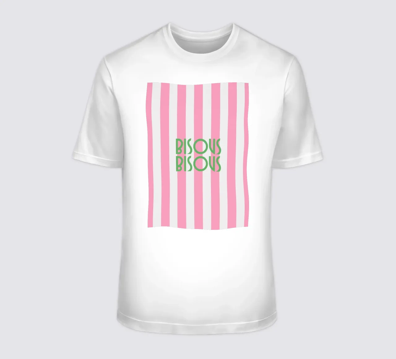 Bisous Bisous a strisce bianche e rosa t-shirt da apple crumble