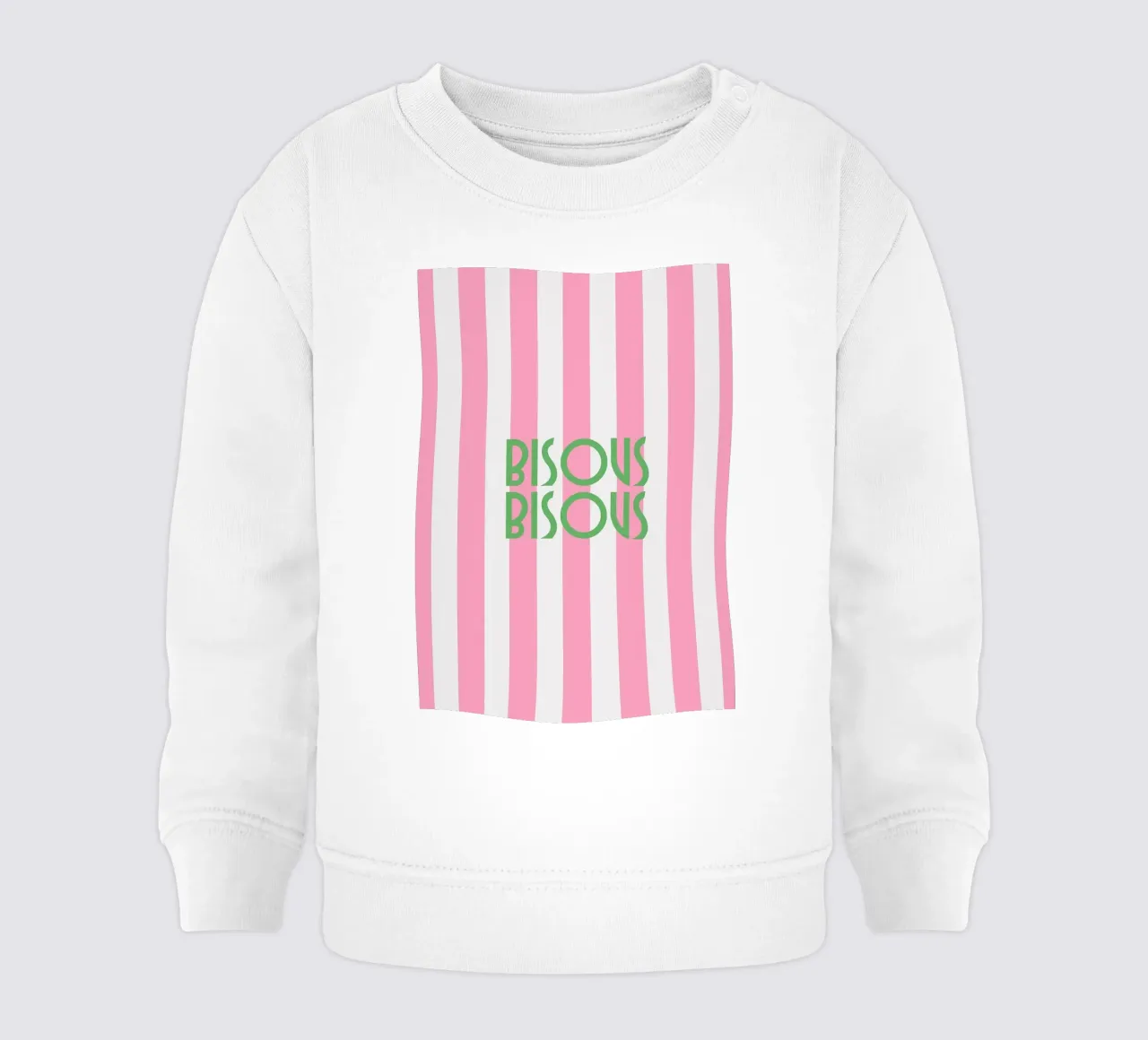 Bisous Bisous a strisce bianche e rosa felpa neonato da apple crumble