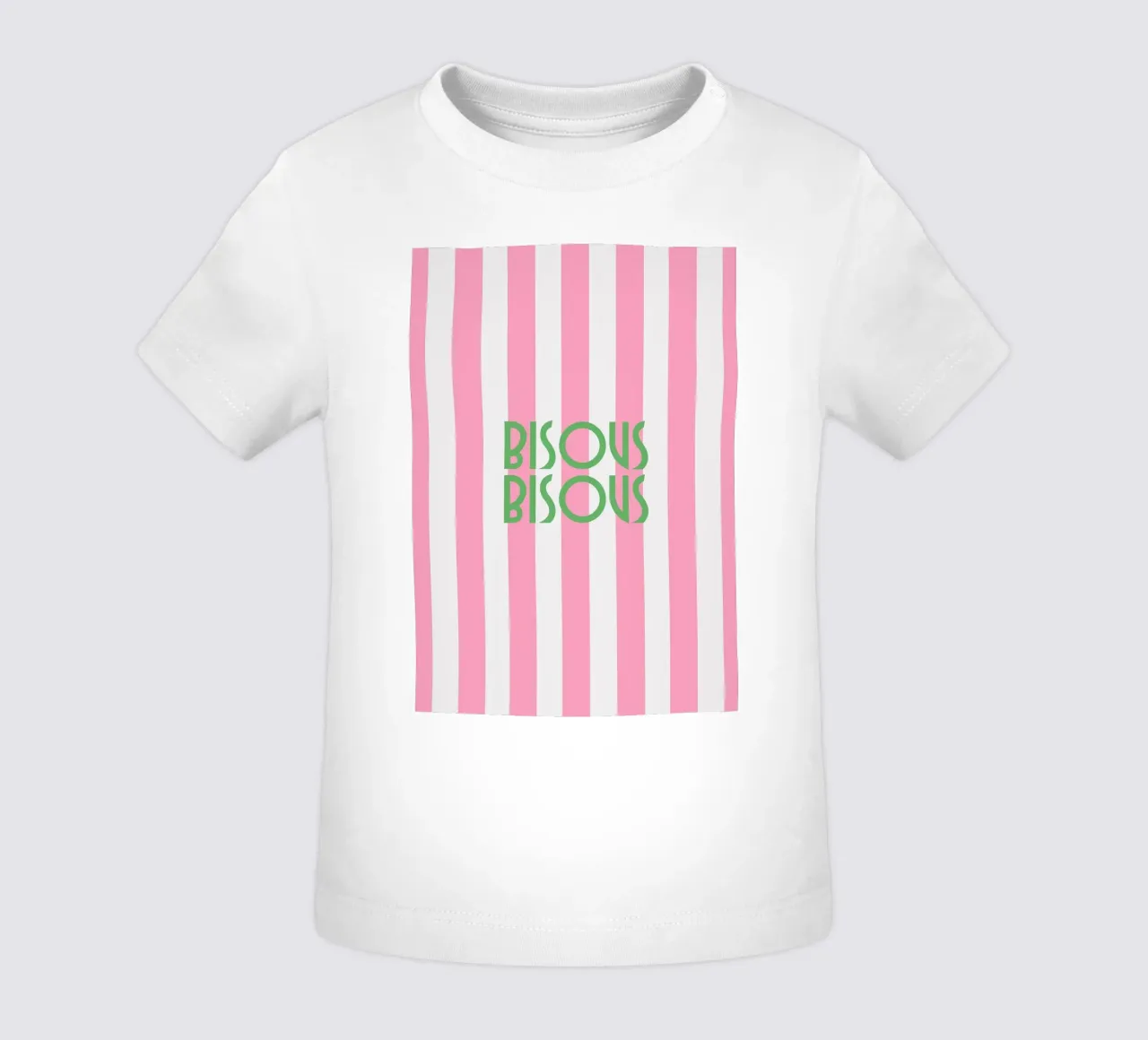 Bisous Bisous a strisce bianche e rosa maglietta neonato da apple crumble