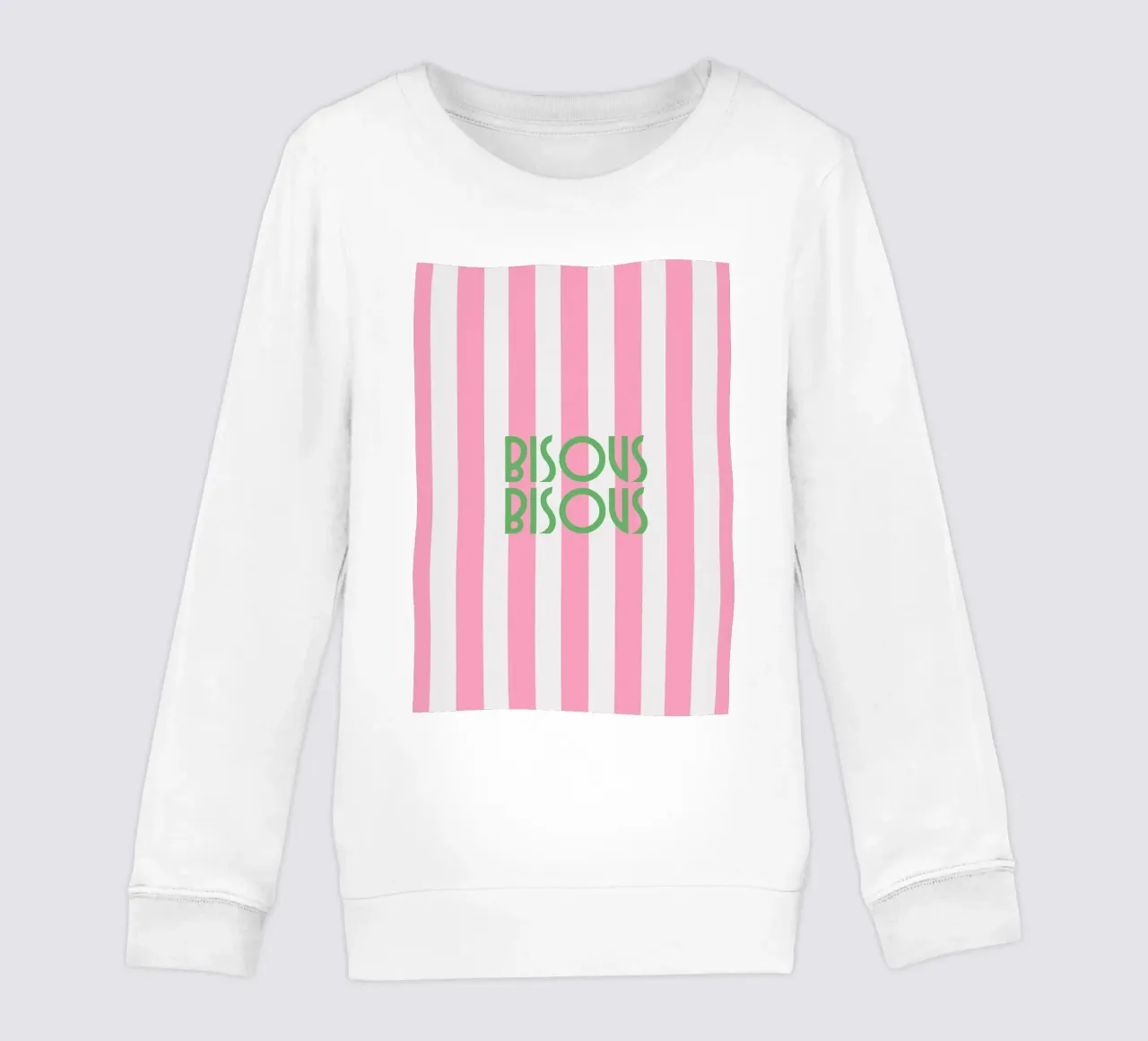 Bisous Bisous a strisce bianche e rosa felpa bambino da apple crumble