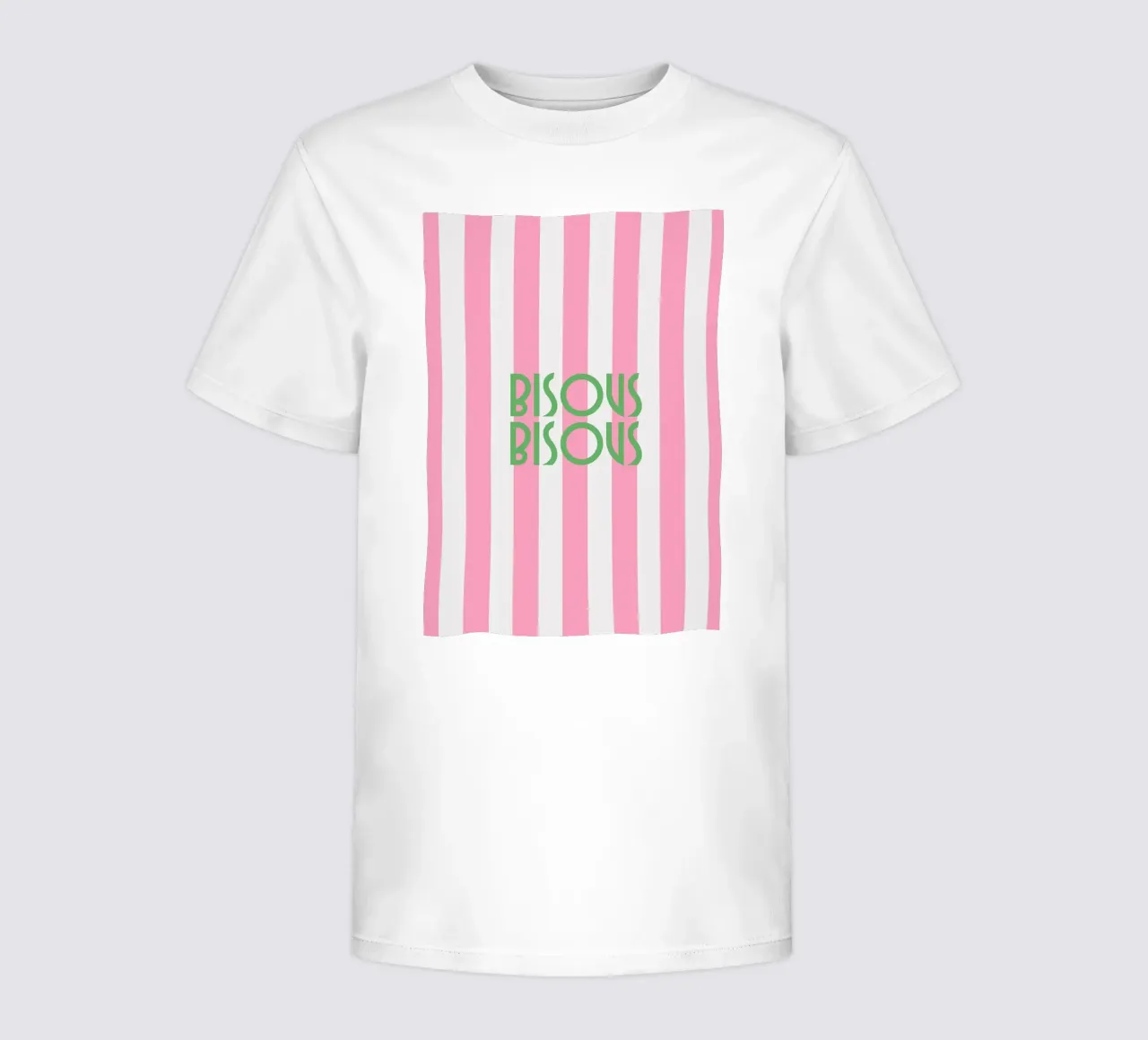 Bisous Bisous a strisce bianche e rosa t-shirt bambini da apple crumble