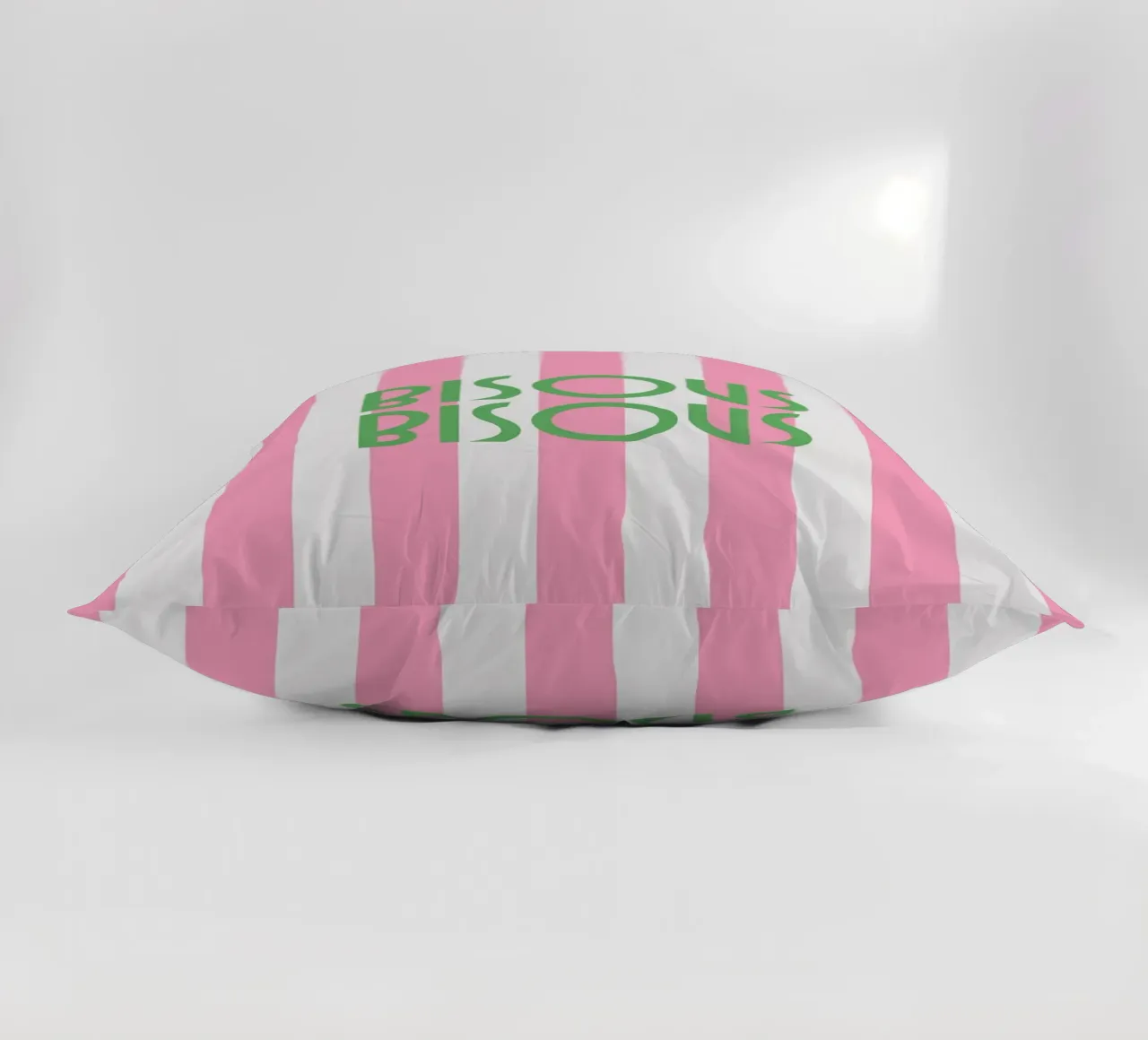 Bisous Bisous a strisce bianche e rosa cuscino da apple crumble