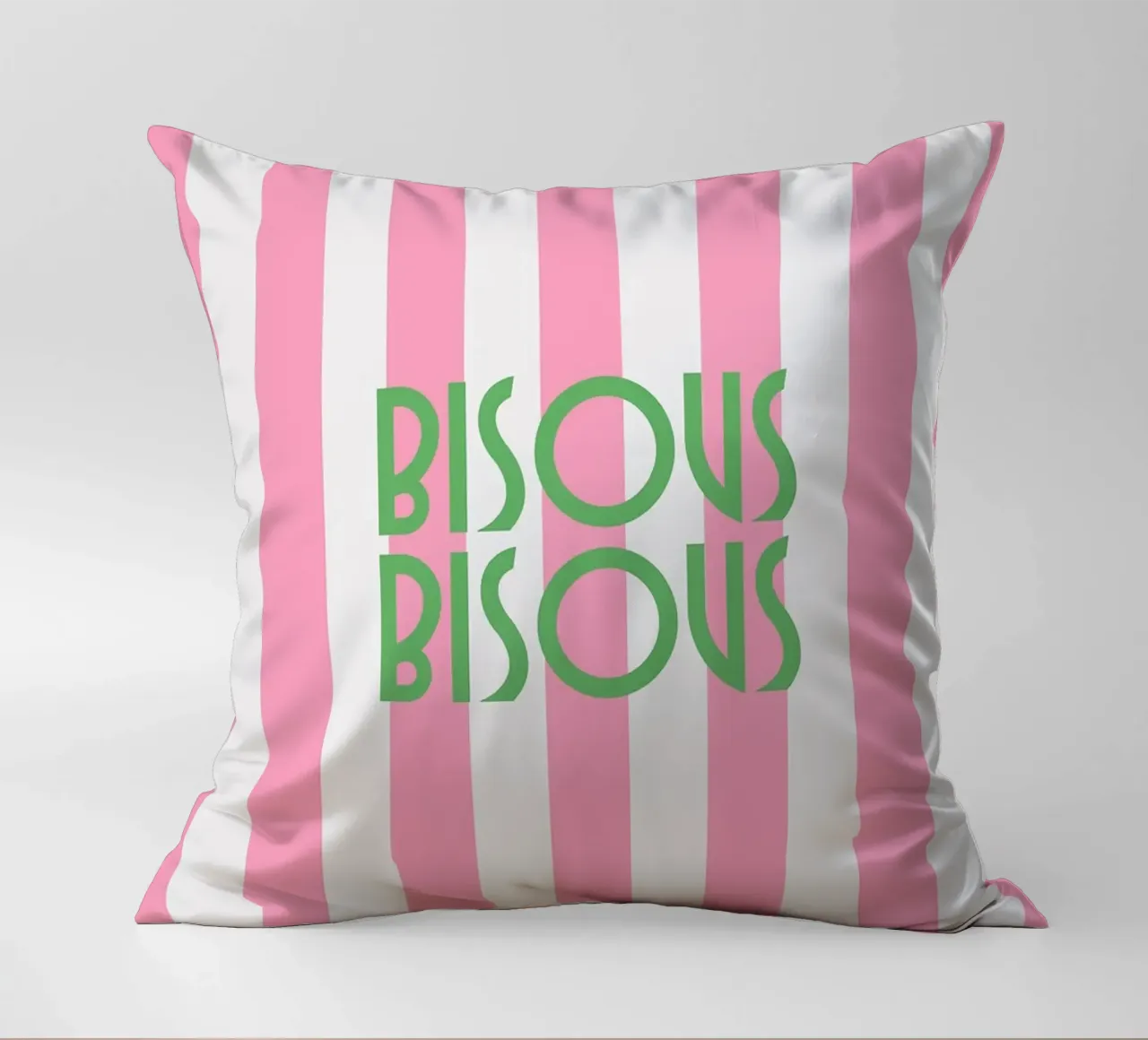 Bisous Bisous a strisce bianche e rosa cuscino da apple crumble