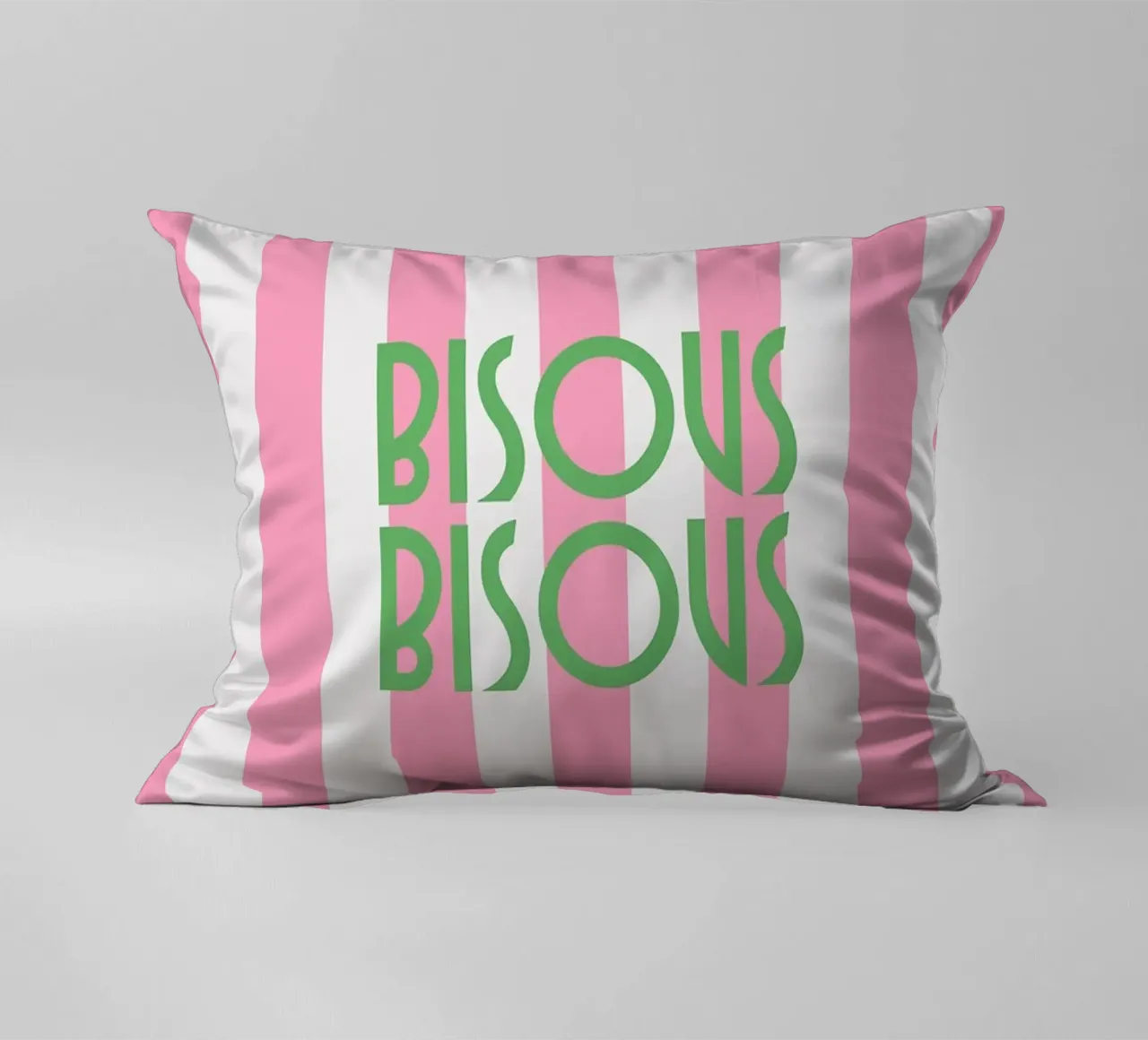 Bisous Bisous a strisce bianche e rosa cuscino da apple crumble