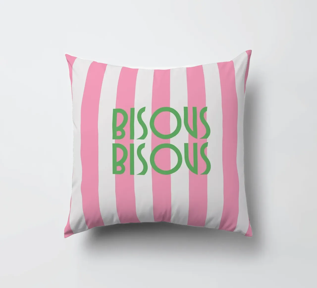 Bisous Bisous a strisce bianche e rosa cuscino da apple crumble