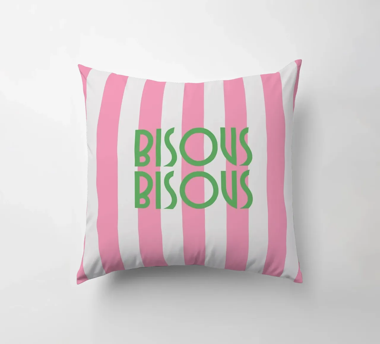 Bisous Bisous a strisce bianche e rosa cuscino da apple crumble