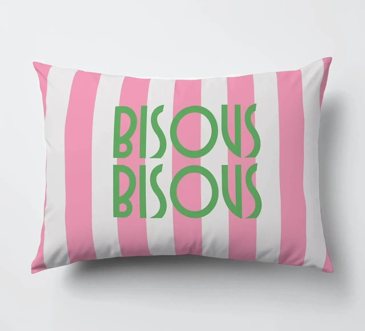 Bisous Bisous a strisce bianche e rosa cuscino da apple crumble