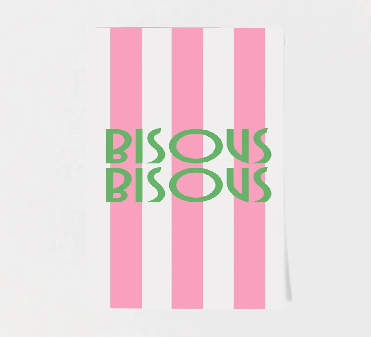 Bisous Bisous a strisce bianche e rosa foglio adesivo da apple crumble