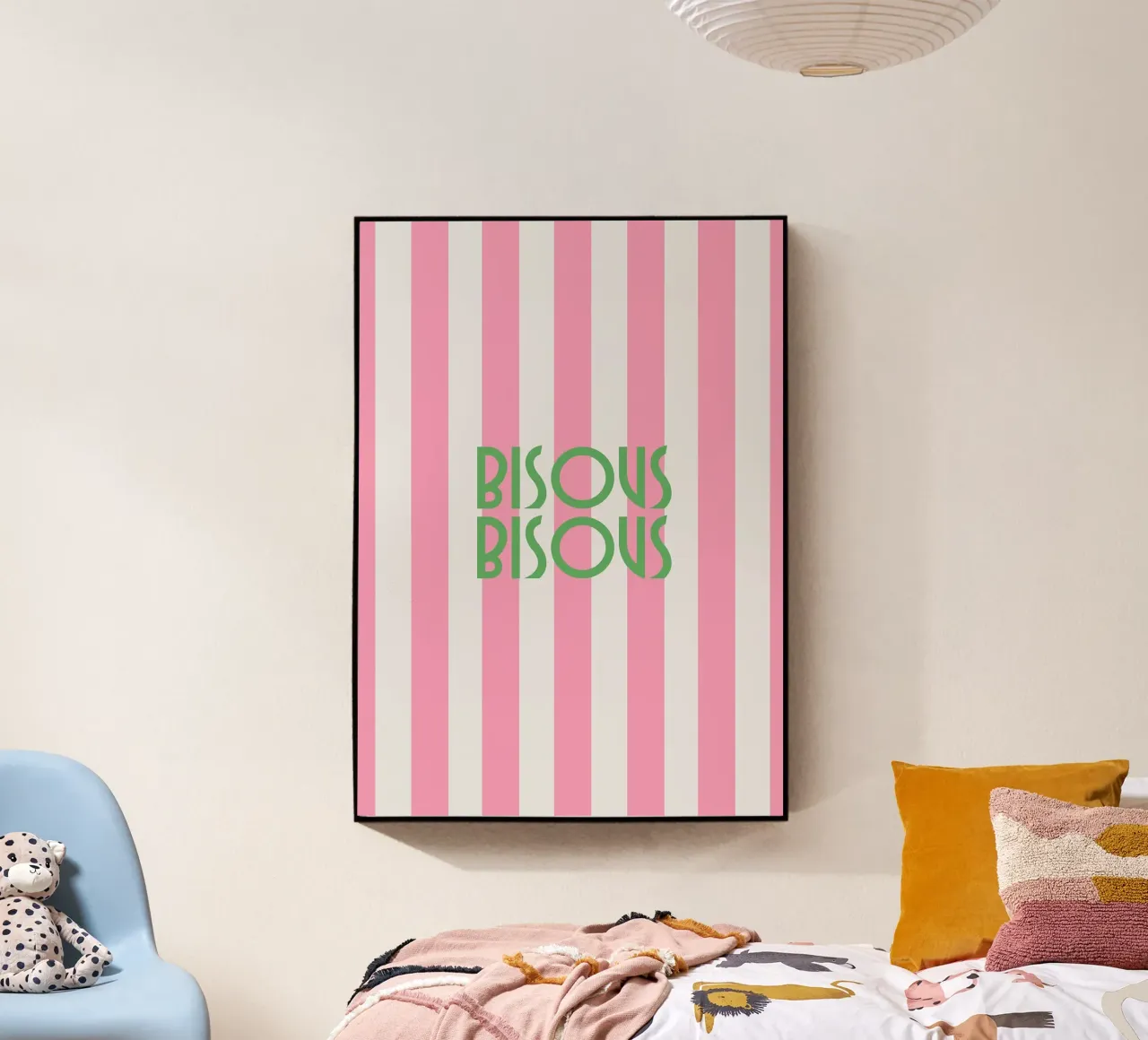 Bisous Bisous a strisce bianche e rosa plexiglass da apple crumble