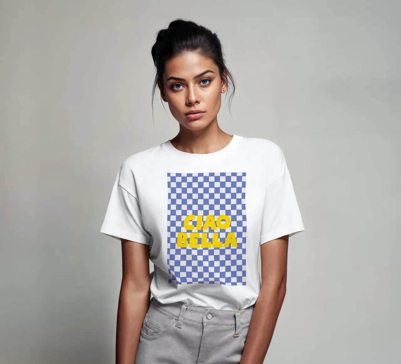 Ciao Bella checkered pattern t-shirt da apple crumble