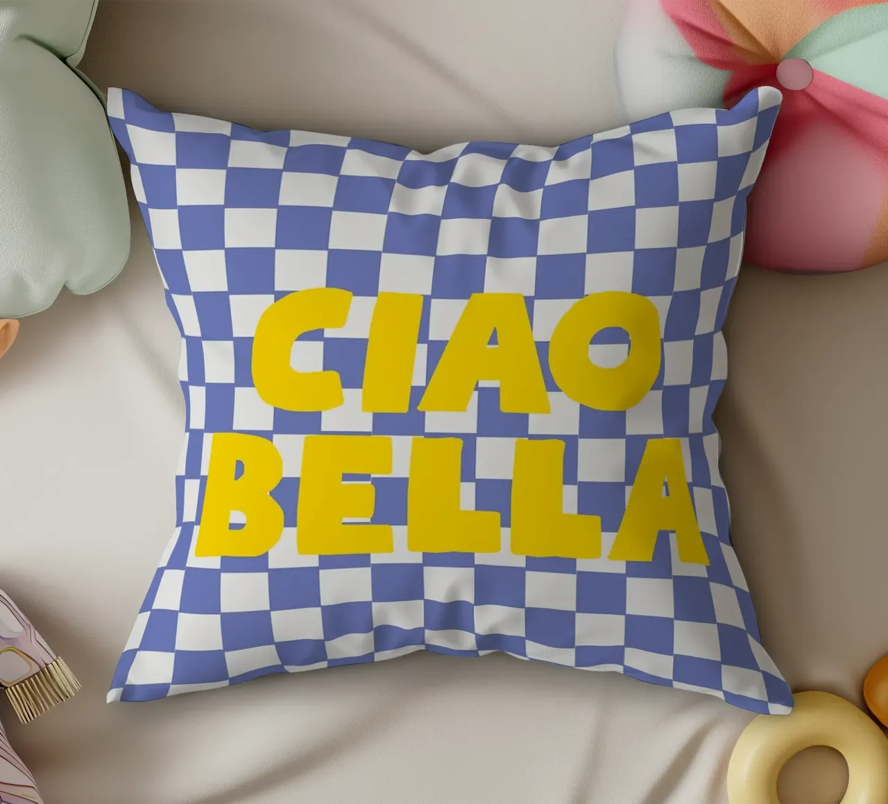 Ciao Bella checkered pattern cuscino da apple crumble