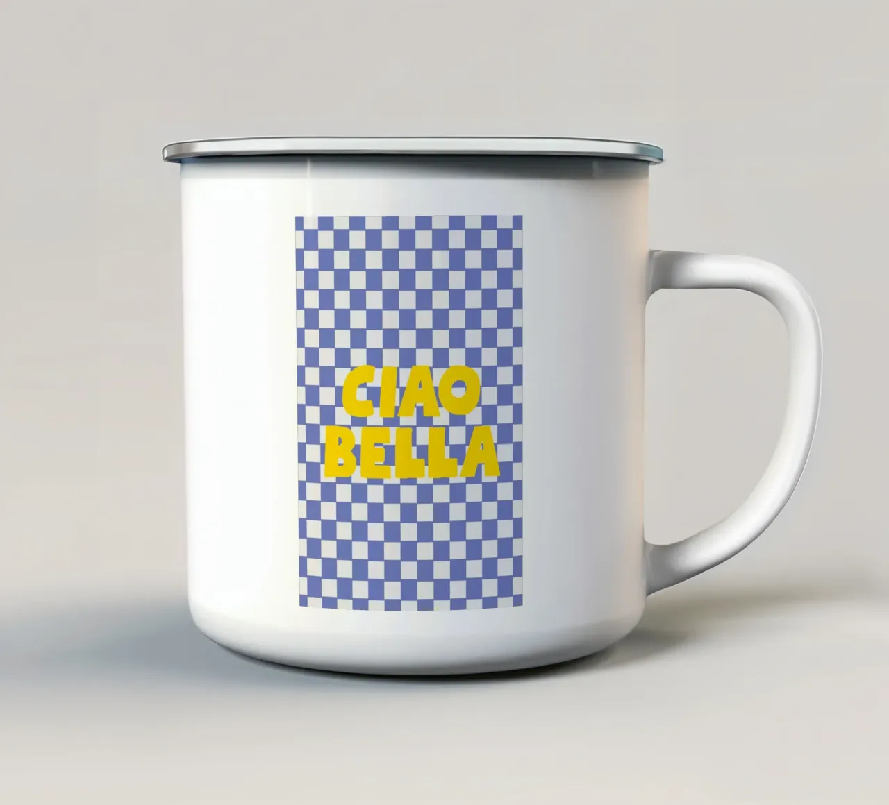 Ciao Bella checkered pattern tazza in smalto da apple crumble