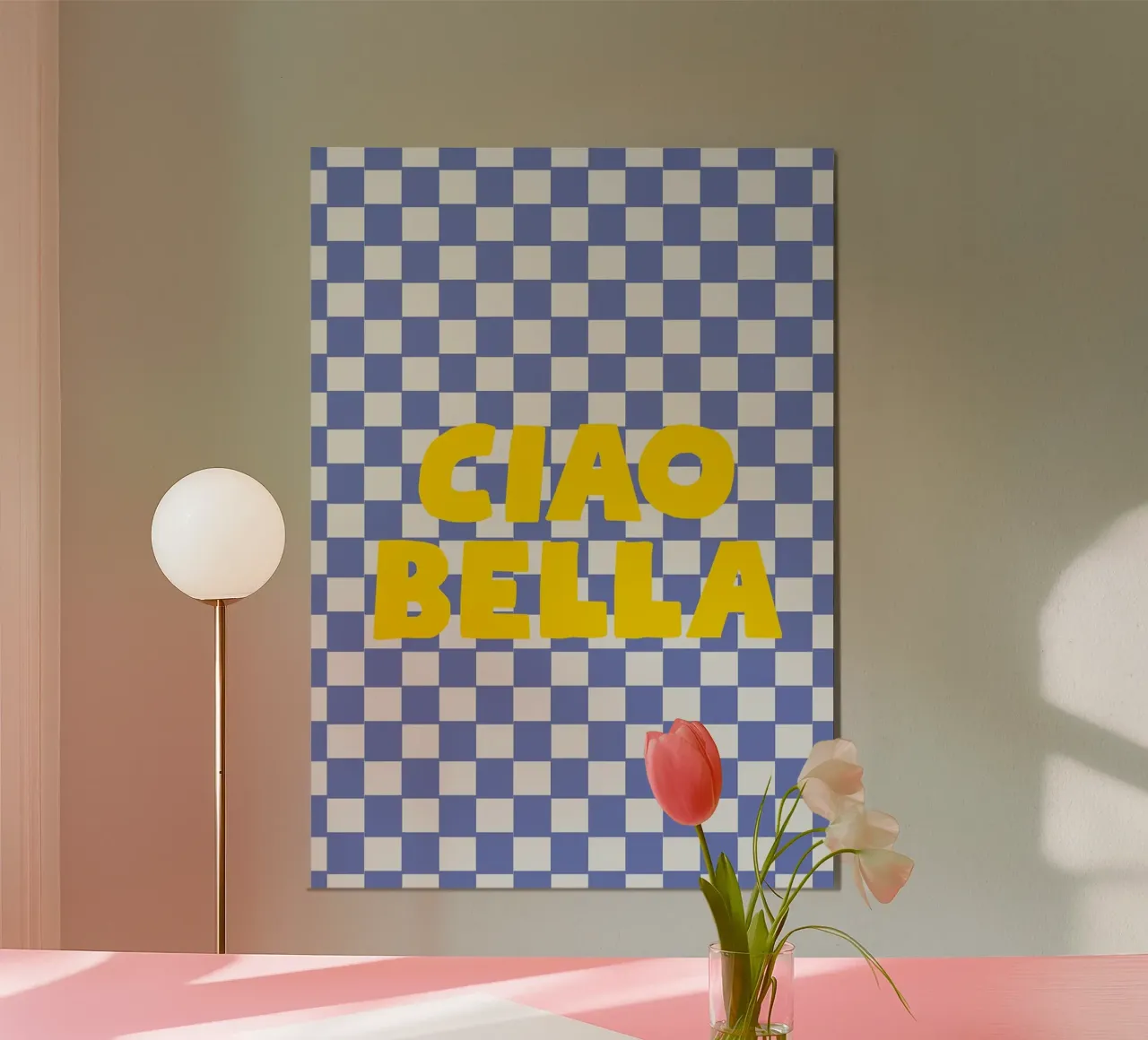 Ciao Bella checkered pattern poster da apple crumble