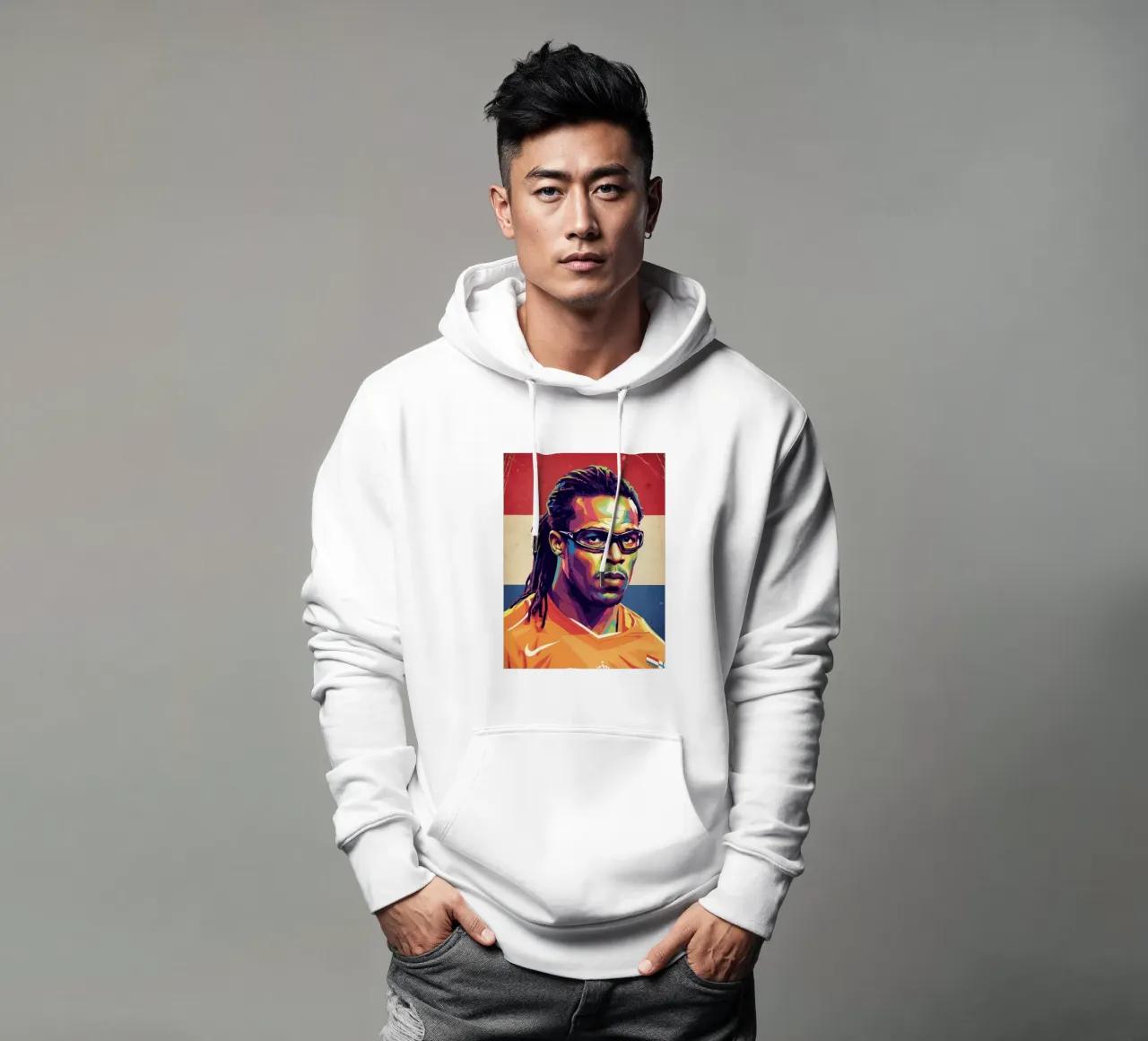 Ritratto pop art di Edgar Davids felpa con cappuccio da Hantamrata