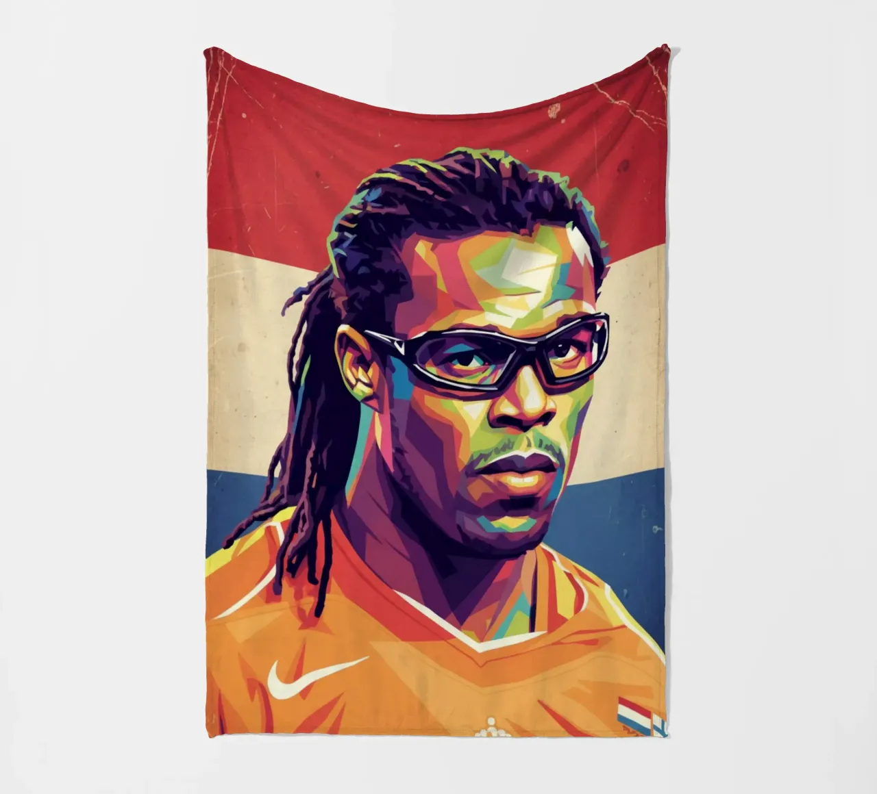Ritratto pop art di Edgar Davids coperta in pile da Hantamrata