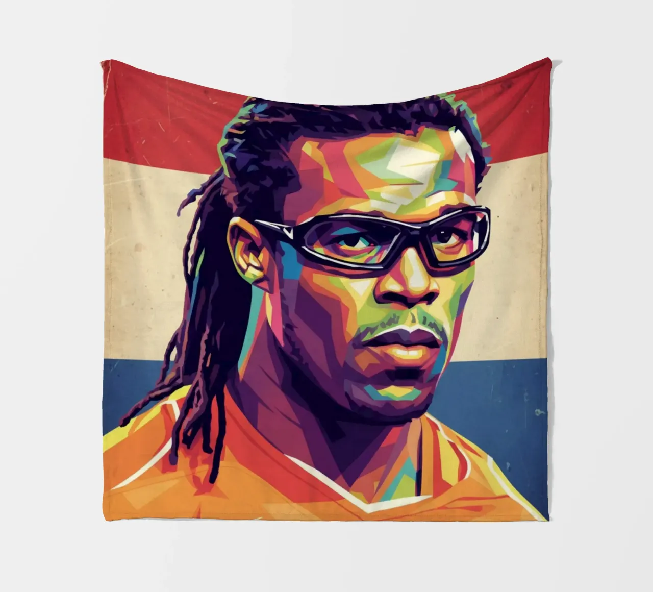 Ritratto pop art di Edgar Davids coperta in pile da Hantamrata