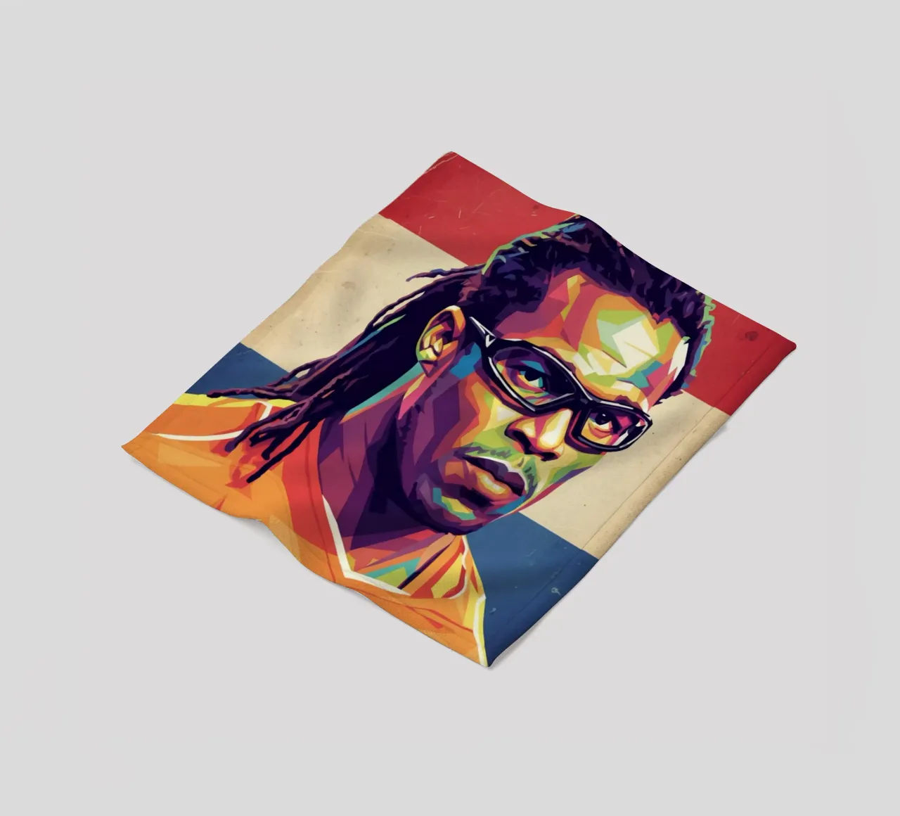 Ritratto pop art di Edgar Davids coperta in pile da Hantamrata