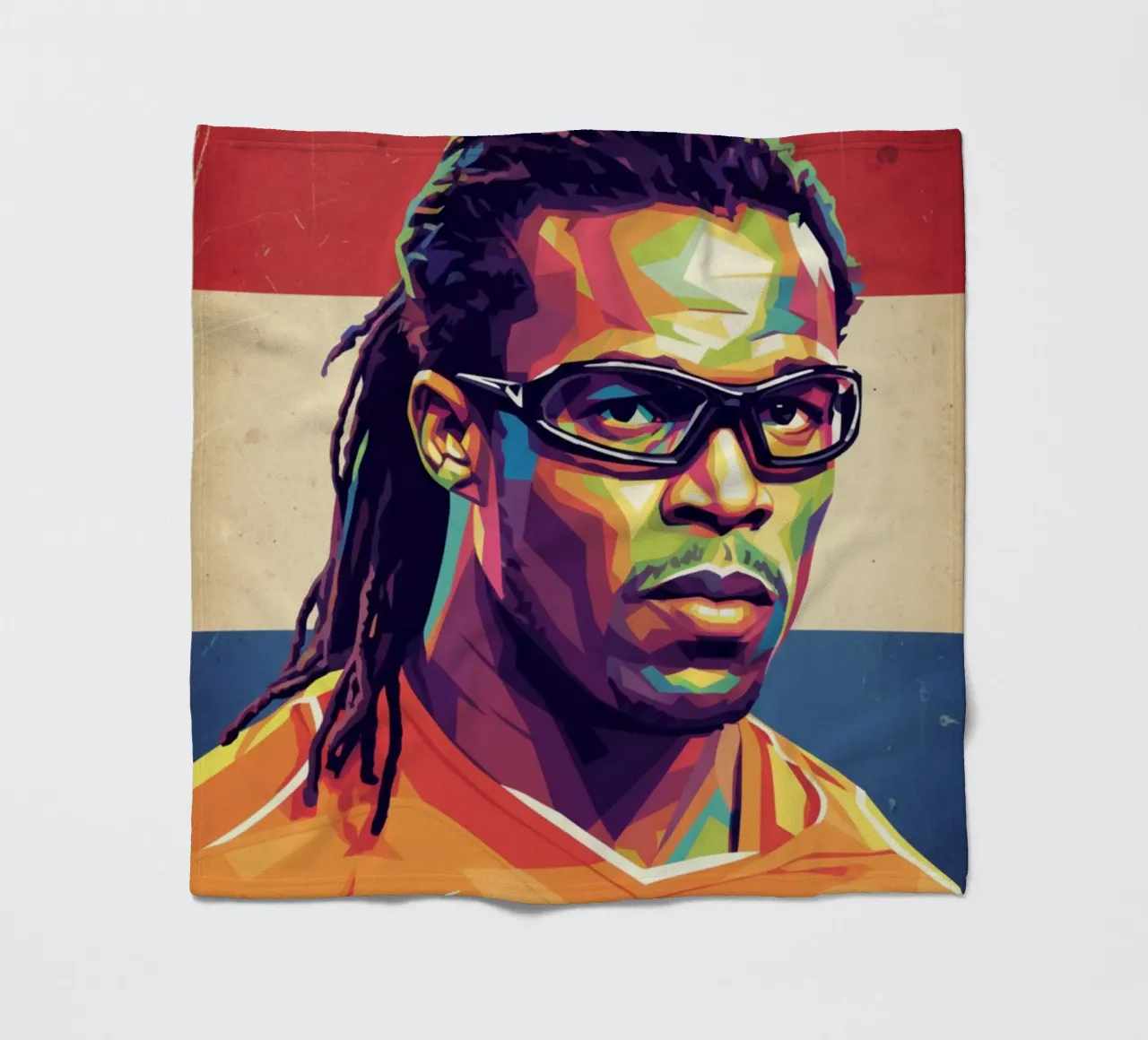 Ritratto pop art di Edgar Davids coperta in pile da Hantamrata