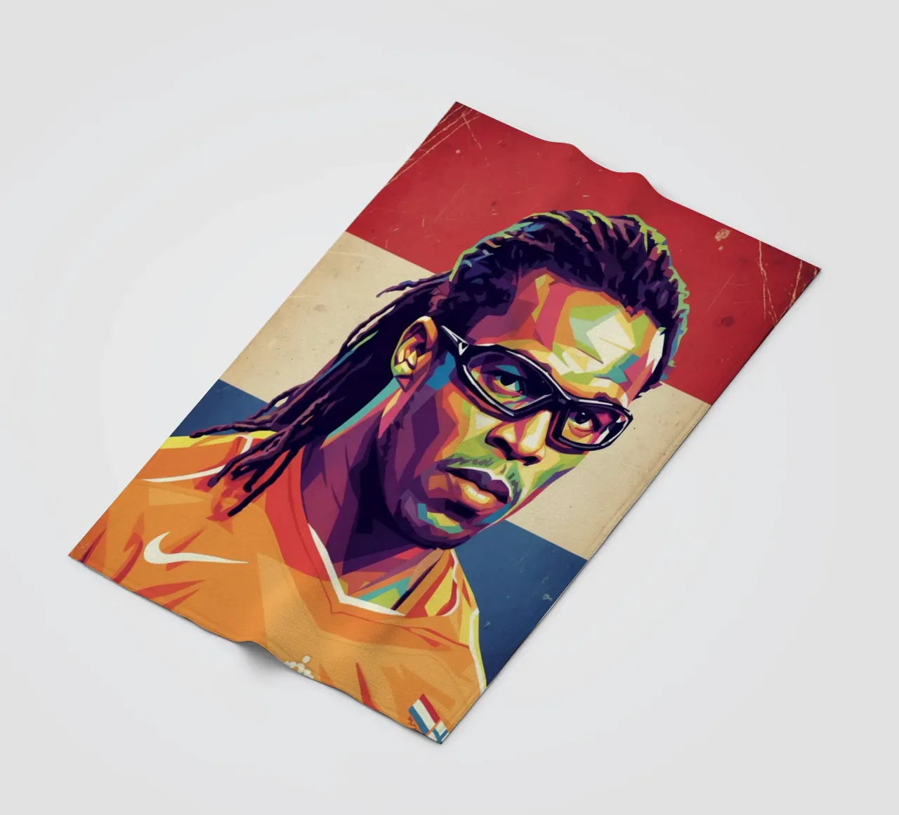 Ritratto pop art di Edgar Davids coperta in pile da Hantamrata