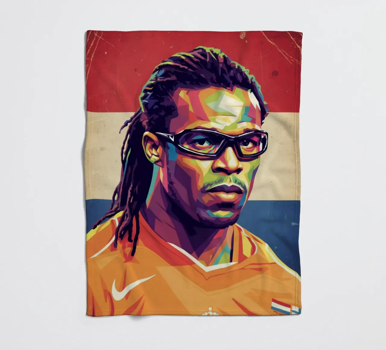 Ritratto pop art di Edgar Davids coperta in pile da Hantamrata
