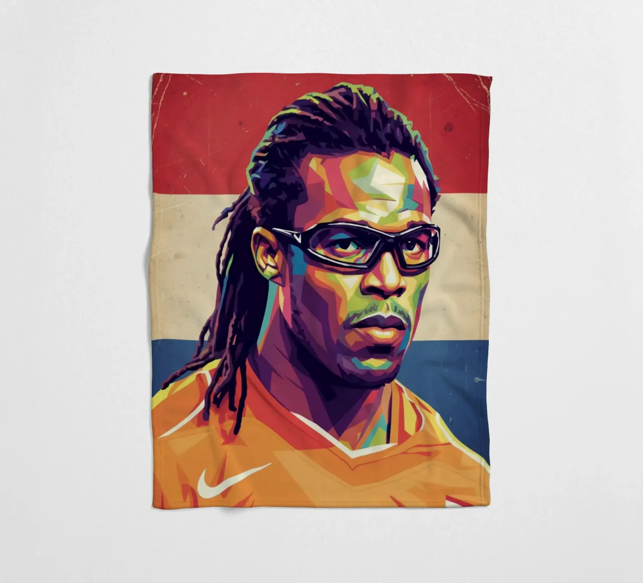 Ritratto pop art di Edgar Davids coperta in pile da Hantamrata