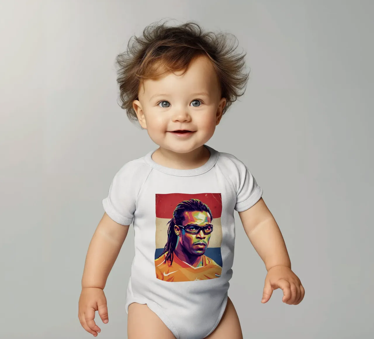 Edgar Davids Pop-Art-Porträt Kurzarm Babybody von Hantamrata