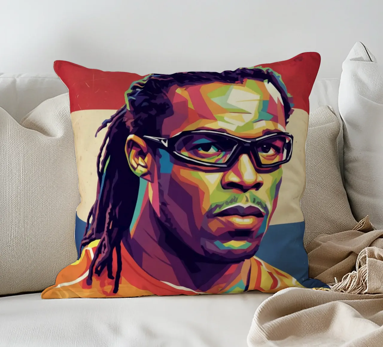 Ritratto pop art di Edgar Davids cuscino da Hantamrata