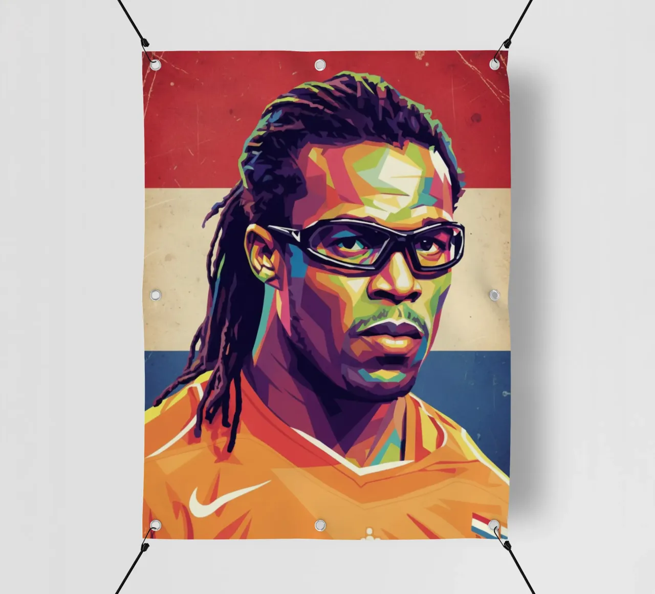 Ritratto pop art di Edgar Davids telo in pvc da Hantamrata