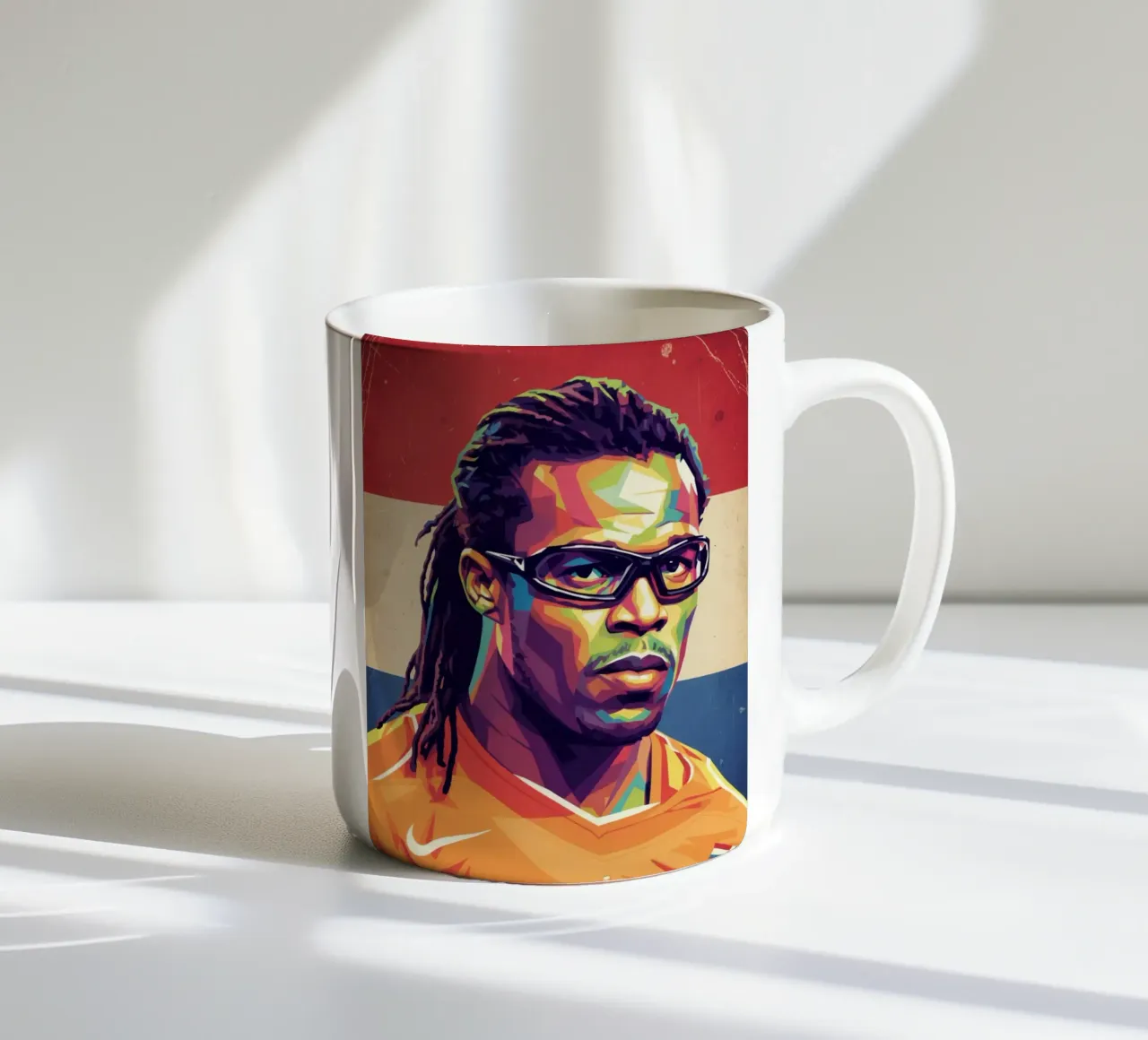 Ritratto pop art di Edgar Davids tazza in ceramica da Hantamrata