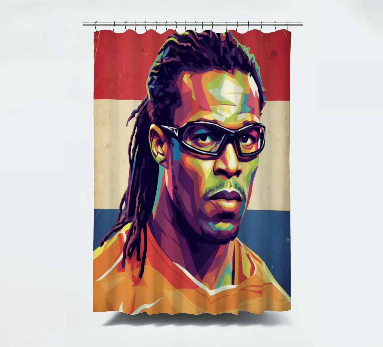 Ritratto pop art di Edgar Davids tenda da doccia da Hantamrata