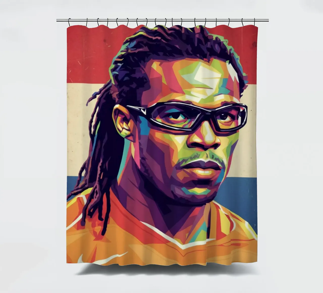 Ritratto pop art di Edgar Davids tenda da doccia da Hantamrata